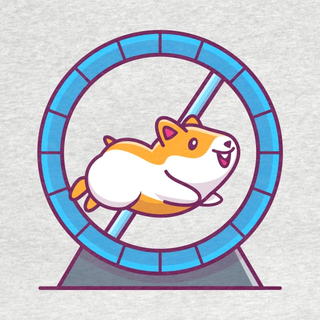 Cute Hamster Running In Running Wheel Cartoon by Catalyst Labs